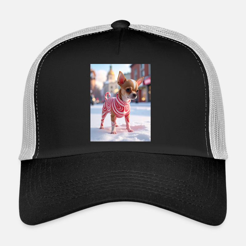 Chihuahua en pull tourbillon rouge Casquette trucker 