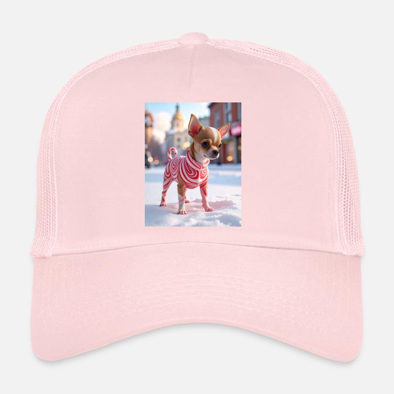 Chihuahua en pull tourbillon rouge Casquette trucker 