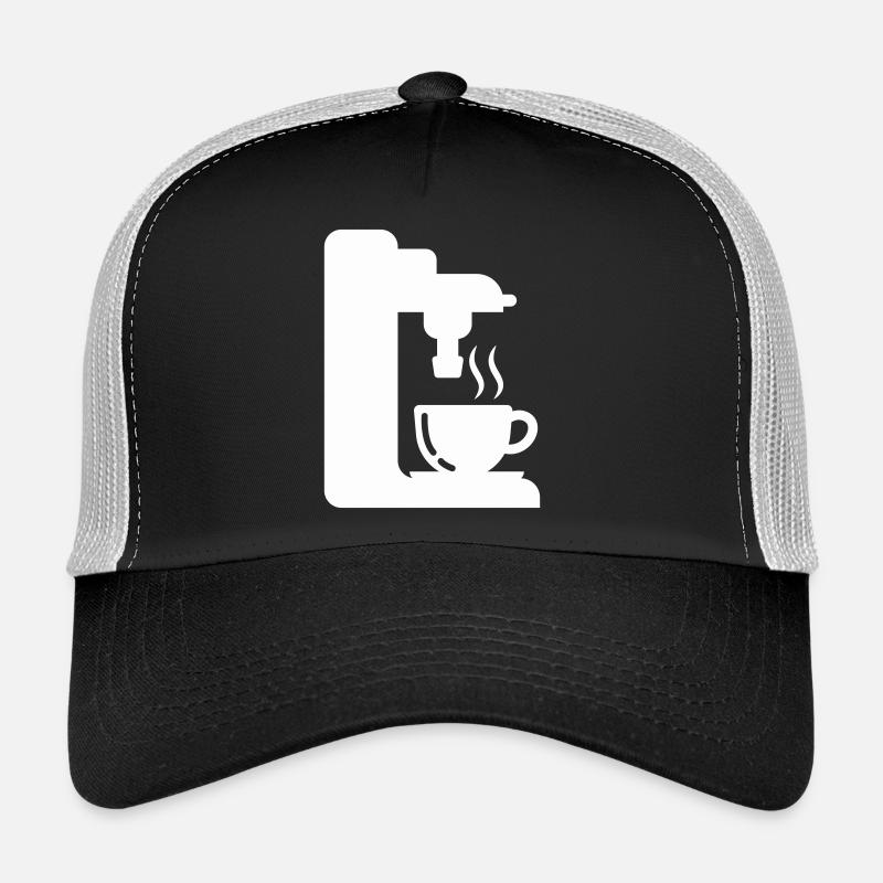 Illustration de café de contour de machine à expresso Casquette trucker 