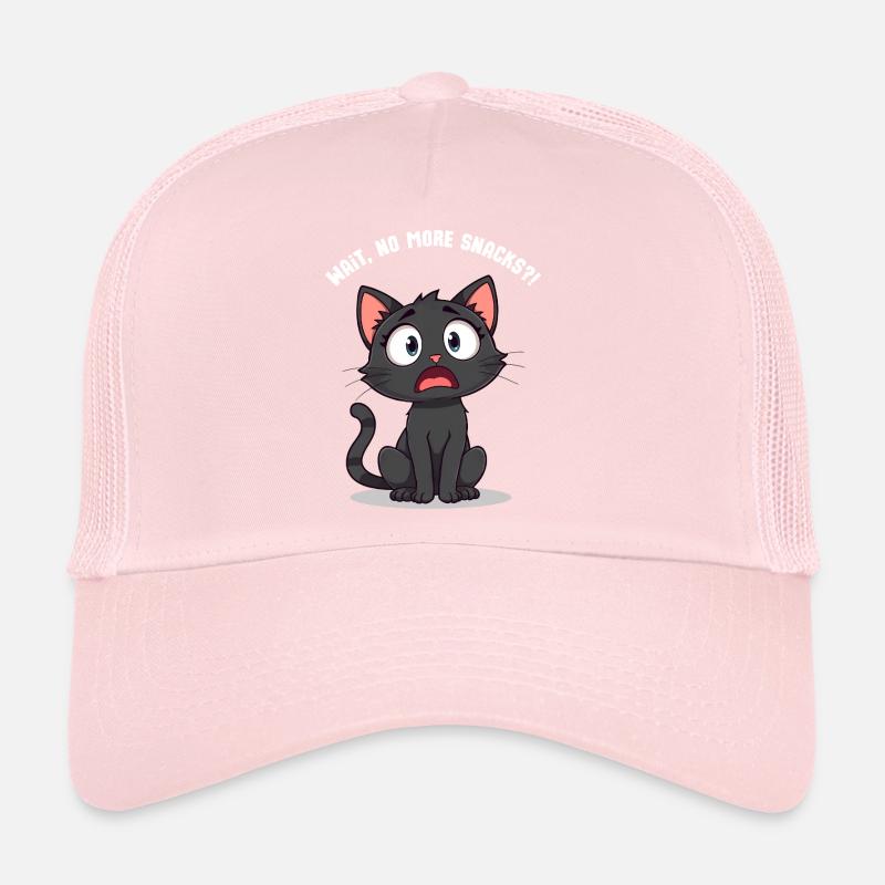 Chat de dessin animé noir choqué - attendez, plus de collations ?! Casquette trucker 