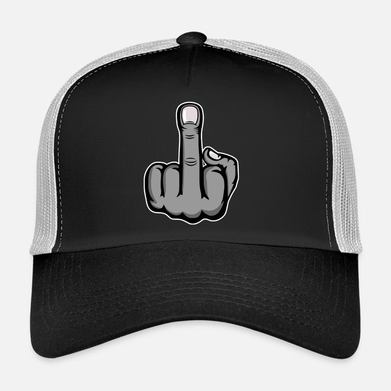 Middle Finger Stinky Finger Design Grey Trucker Cap