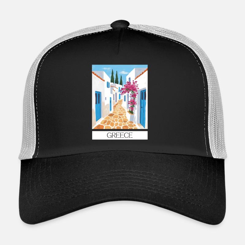 Greek Road Path Blue & White - Trucker Cap - black/stone grey