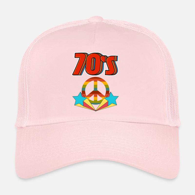 Retro 70s Peace Rainbow Trucker Cap