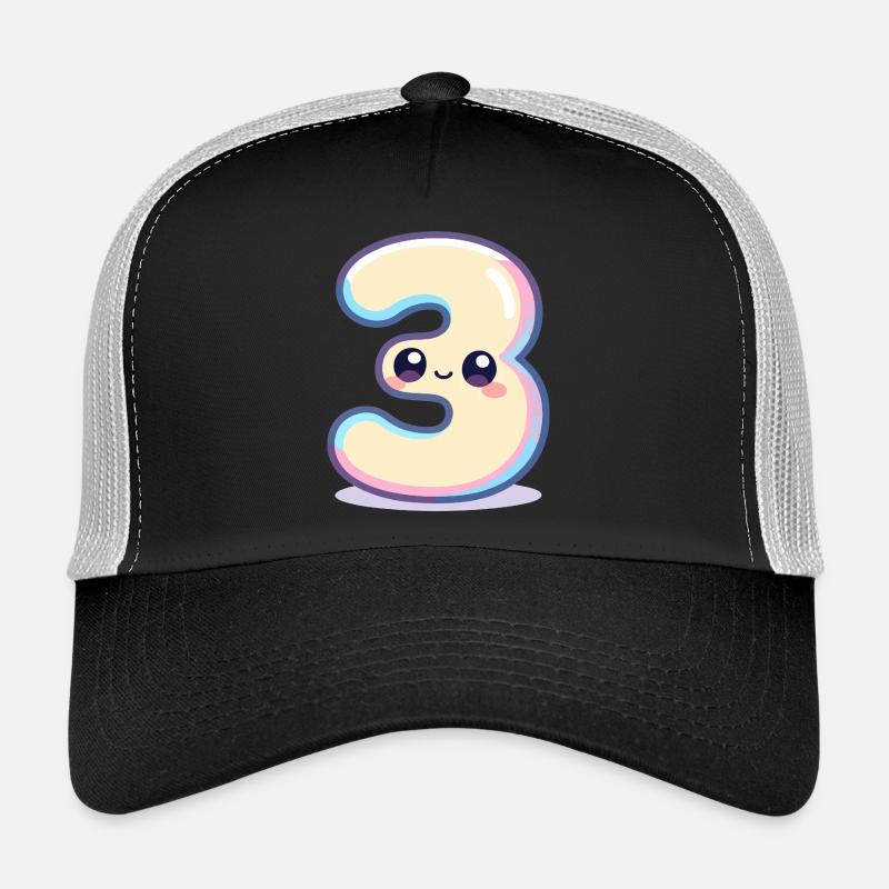 Numéro 3 Kawaii Pastel Casquette trucker 