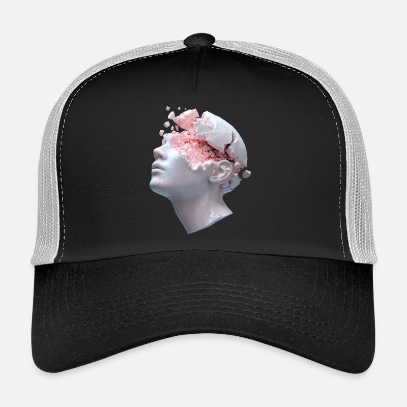 Zerfallender Kopf, innere Gedanken als Trümmer Trucker Cap