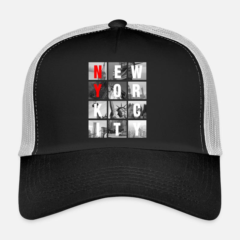 New York City Collage Grid - Trucker Cap - black/stone grey
