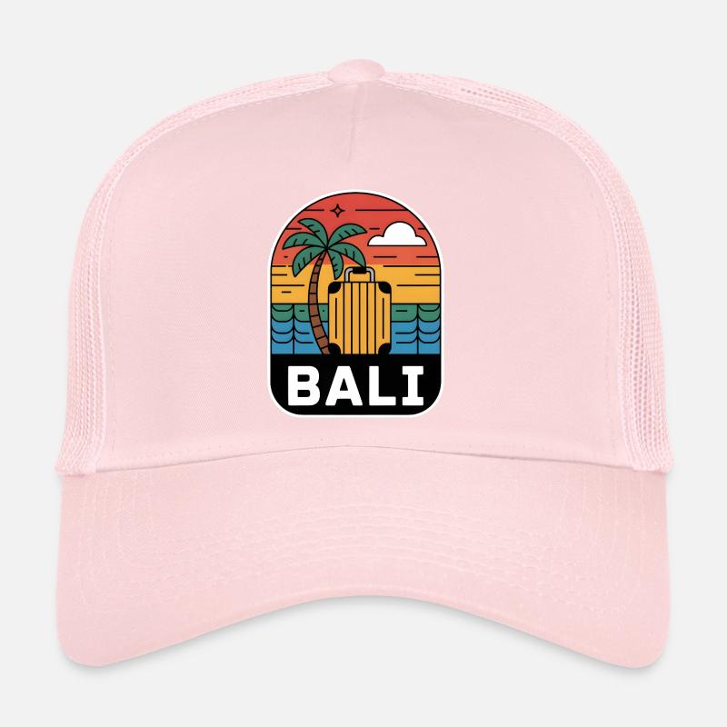 Bali Indonesia Suitcase Sunset Trucker Cap
