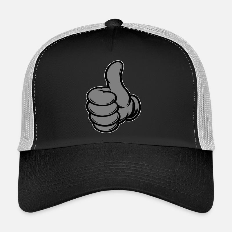 OK Comic Thumbs Up Hand Icon Grey Trucker Cap