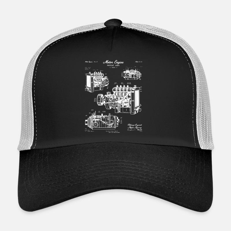 Illustrations vintage de plans de moteur Casquette trucker 