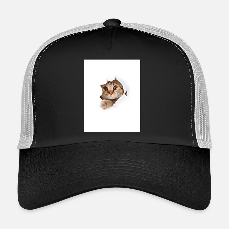 Chaton à coucou à travers une déchirure de papier Casquette trucker 