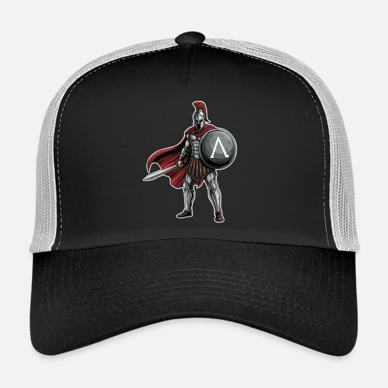 Hoplitisches Spartanisches Lambda-Schild-Schwert-Maskottchen Trucker Cap