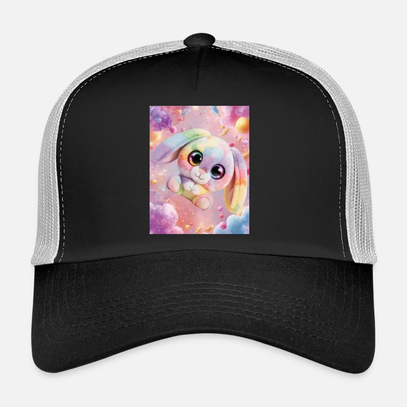 Rainbow cuddly bunny in the magic room Trucker Cap
