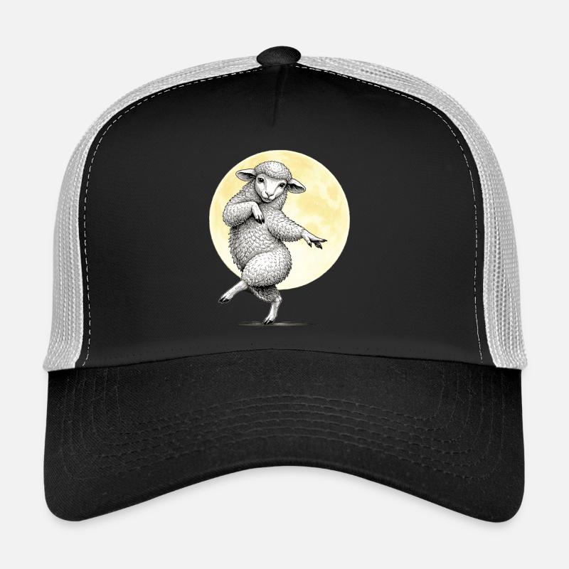 Moon Dancing Sheep Illustration - Trucker Cap - black/stone grey