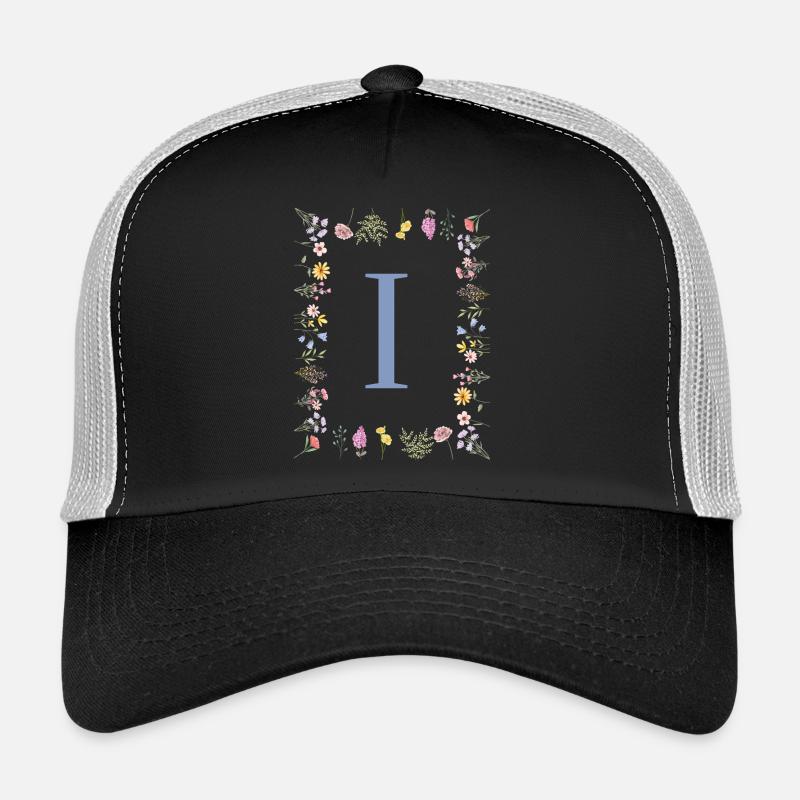 Florale Initial "I" Blumenmonogramm Trucker Cap