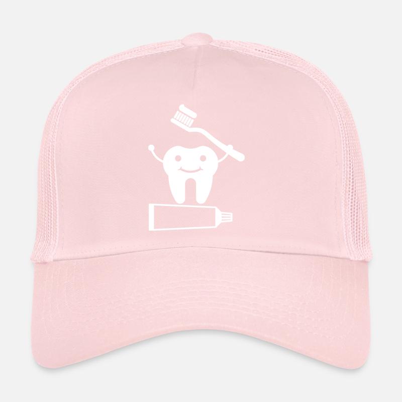 Tooth with toothbrush and toothpaste Trucker Cap