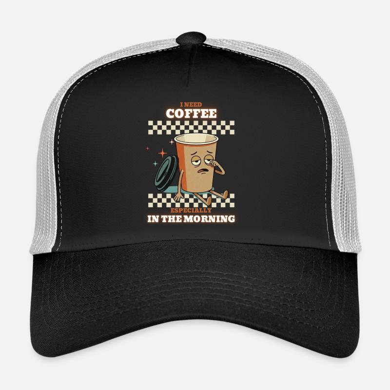 Morning Coffee Cup Tired - Trucker Cap - black/stone grey