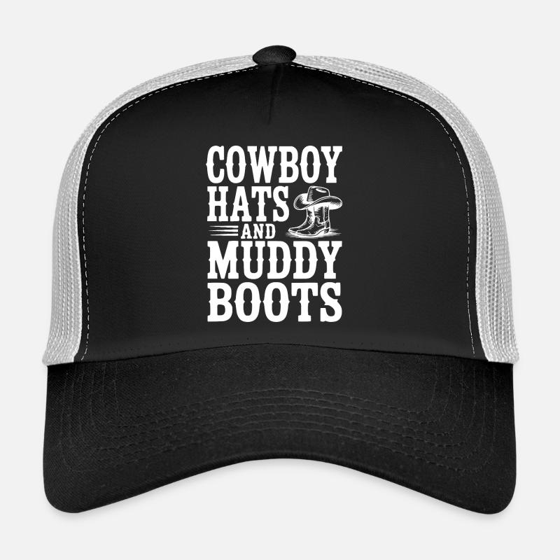 Chapeaux de cow-boy et bottes boueuses Casquette trucker 