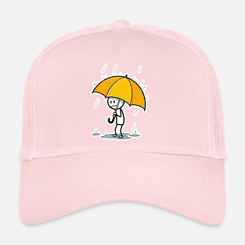 Parapluie jaune sous la pluie – style minimaliste Casquette trucker 