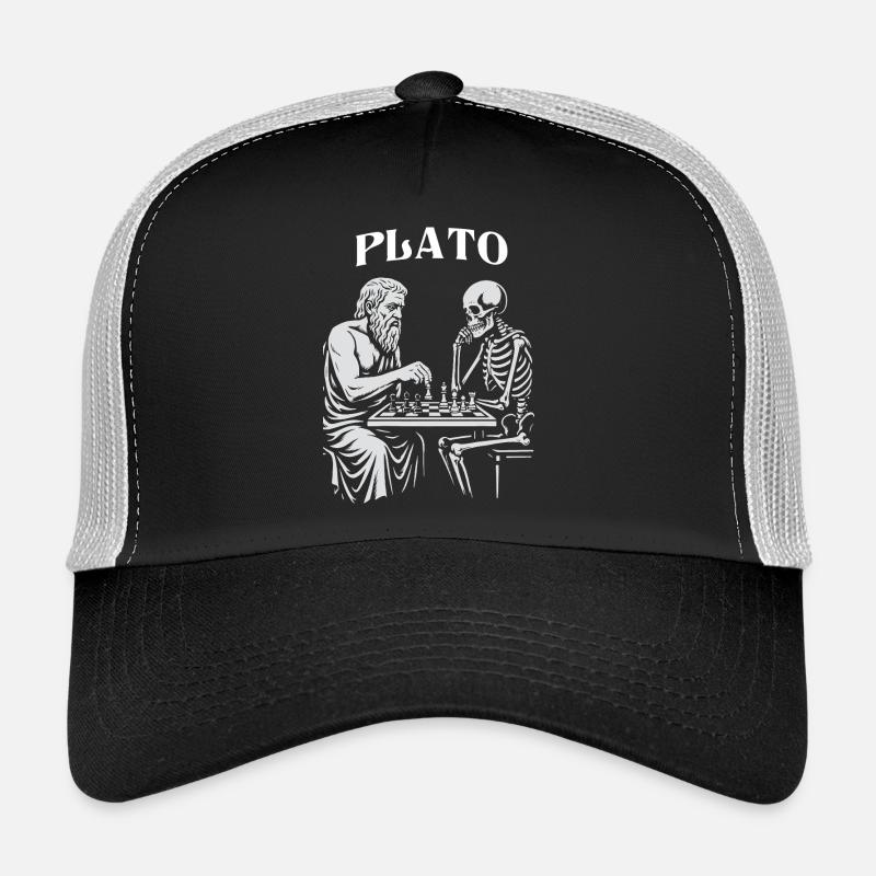 Platon et Skeleton jouant aux échecs Casquette trucker 