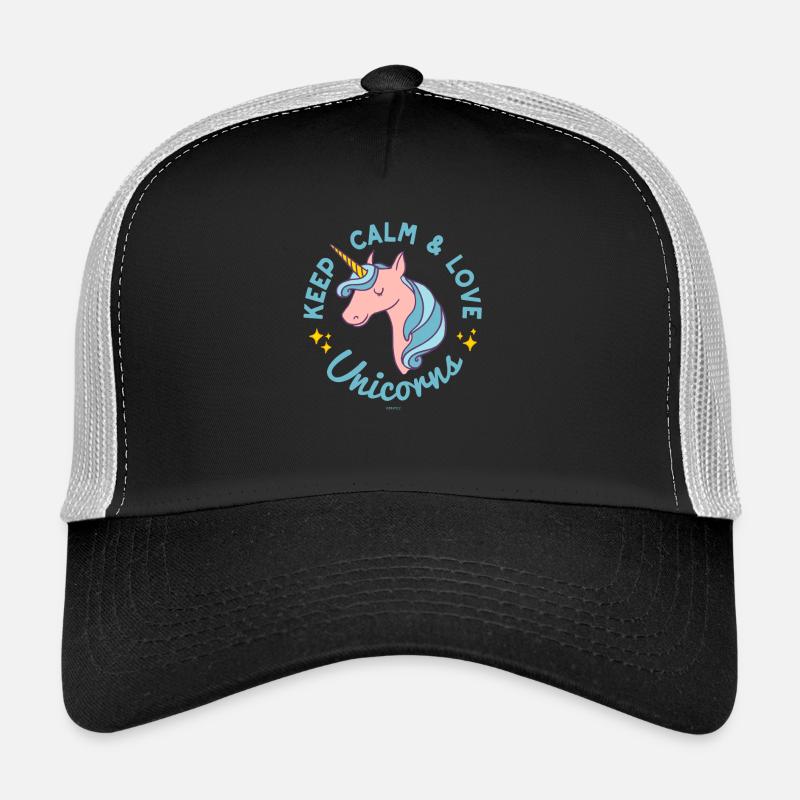 Keep Calm and Love Unicorns Blue Tshirt - Trucker Cap - Schwarz/Steingrau