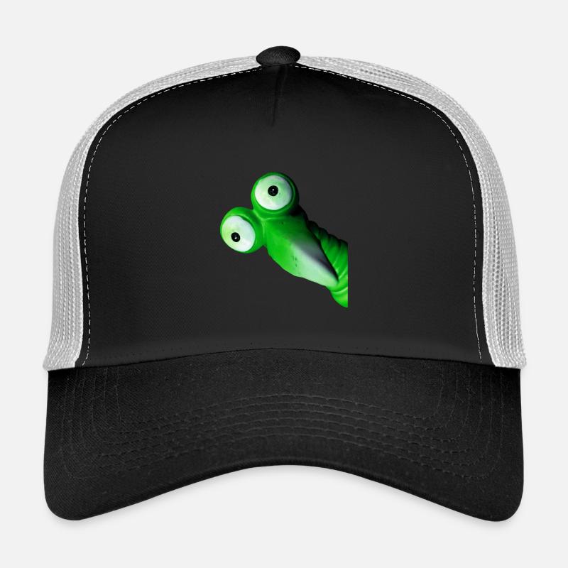 oiseau vert drôle avec de grands yeux Casquette trucker 