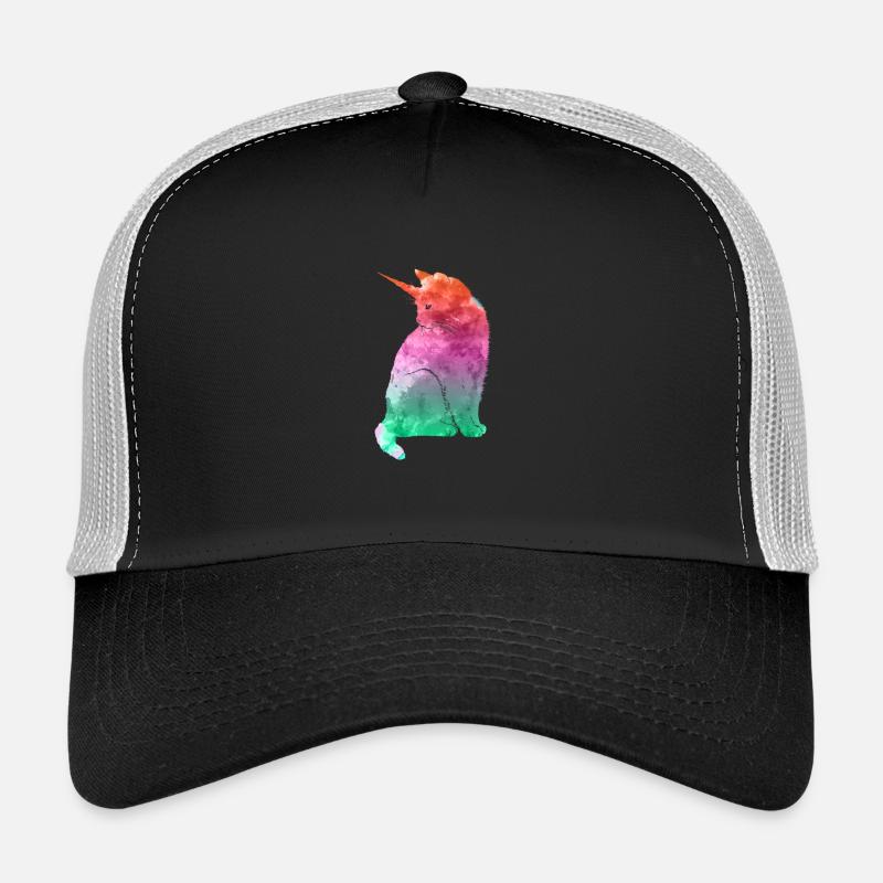 Einhorn Katze Geschenk - Trucker Cap - Schwarz/Steingrau