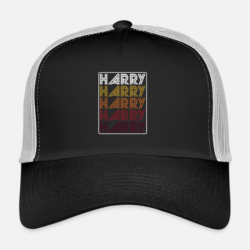 Harry Retro Wordmark Pattern - Trucker Cap - Schwarz/Steingrau