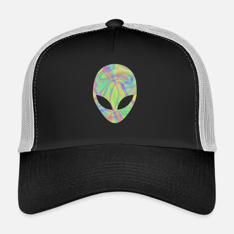 Alien Head Extra Terrestrial Green Hologram - Trucker Cap - Schwarz/Steingrau