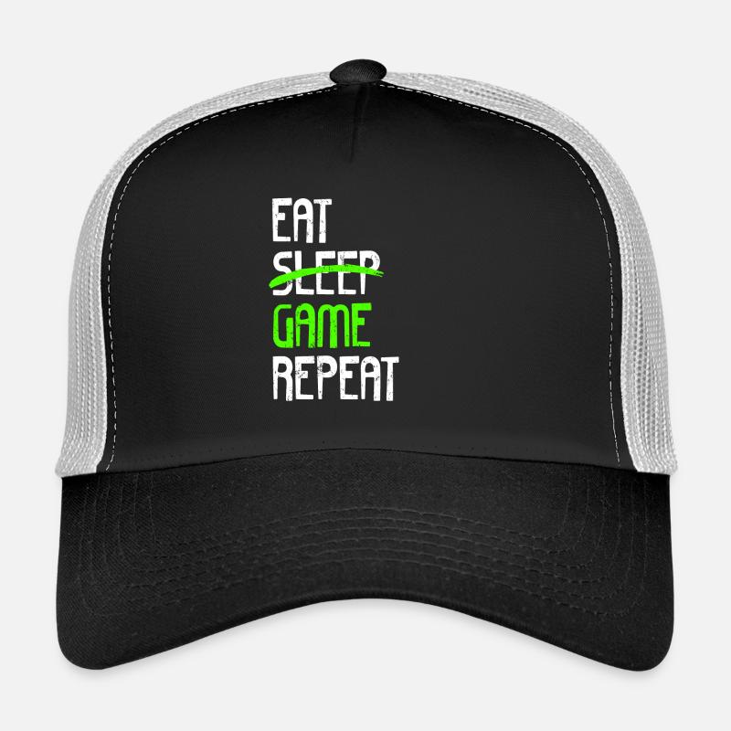 EAT SLEEP GAME REPEAT - Trucker Cap - Schwarz/Steingrau