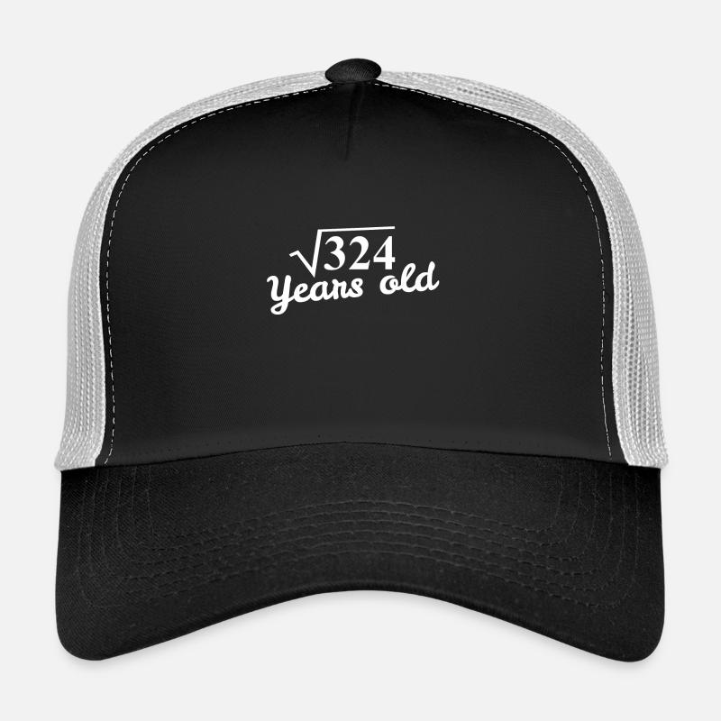 18th Birthday: square root 324 Years old - white Trucker Cap