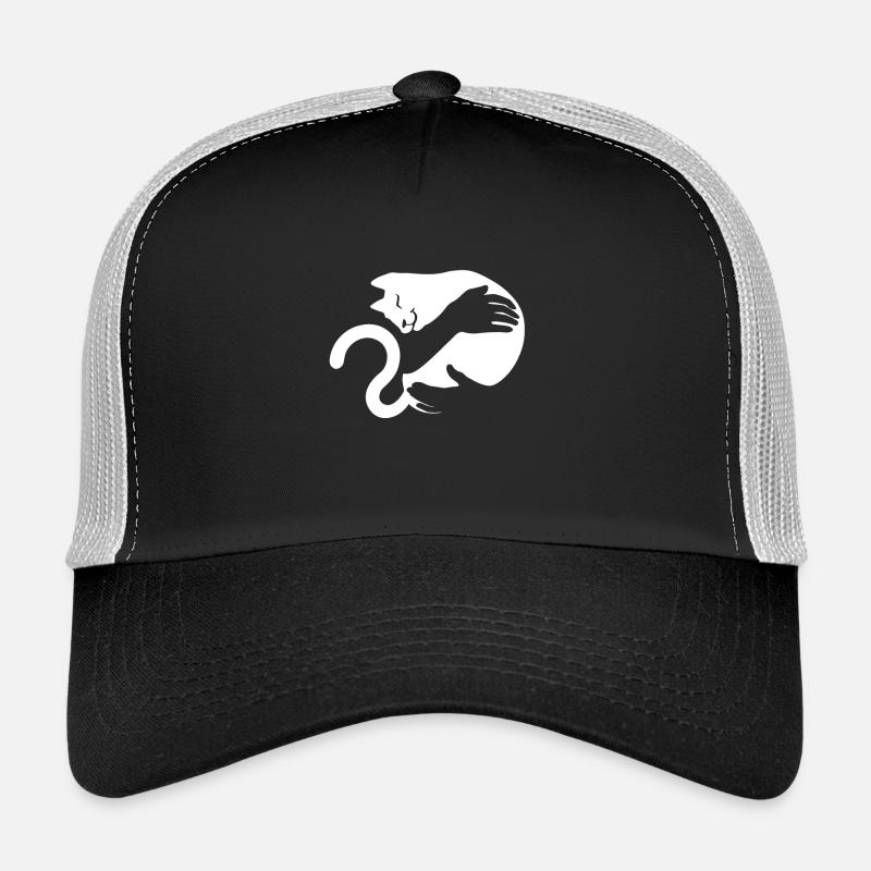 Cuddly cat is held by arms. Trucker Cap