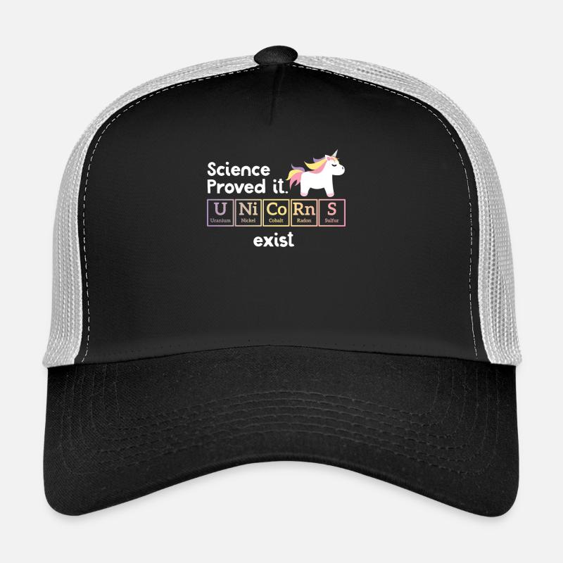 Lustiges Einhorn - Periodensystem - Geschenk - Trucker Cap - Schwarz/Steingrau