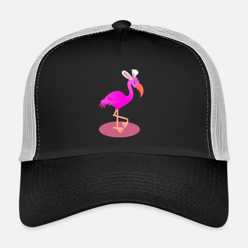 Flamant rose avec des oreilles de lapin de Pâques Casquette trucker 