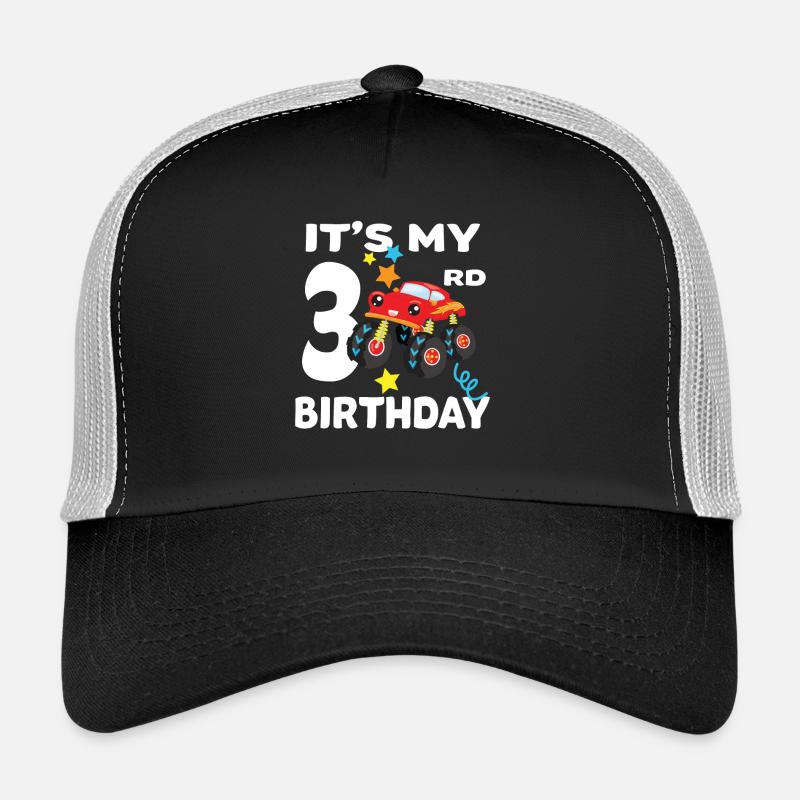 3 Jahre Geburtstag Dritter Birthday Geschenk Three - Trucker Cap - Schwarz/Steingrau