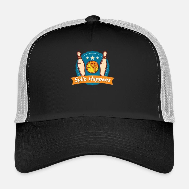 Split Happens Tee Bowling Bowler Tee - Trucker Cap - black/stone grey