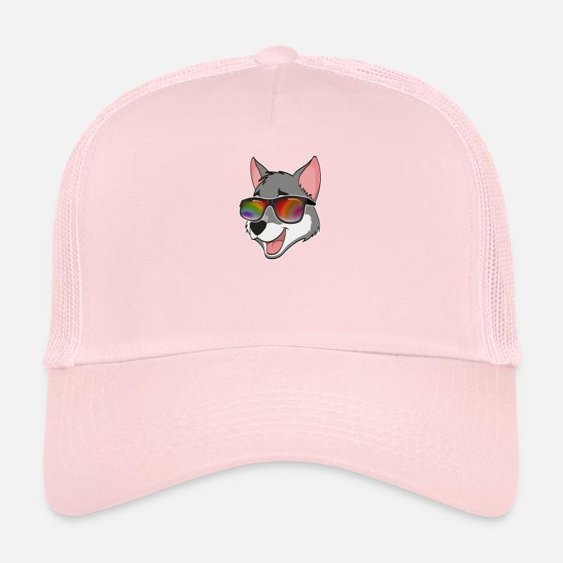 Cooler Wolf mit Sonnenbrille Sommer Comic Trucker Cap
