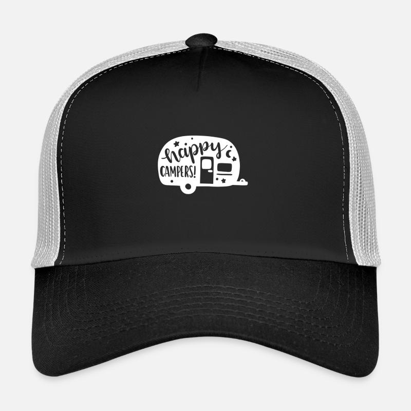 Happy camper Funny Camping - Trucker Cap - Schwarz/Steingrau