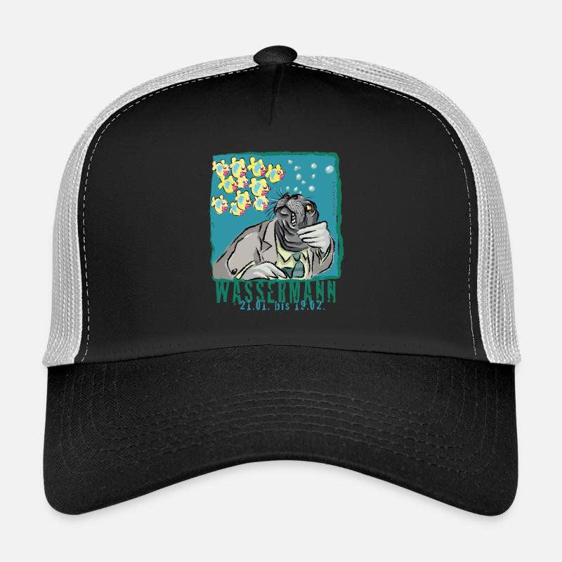 Sternzeichen-Wassermann - Trucker Cap - Schwarz/Steingrau