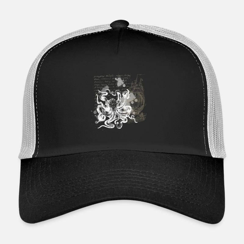 Vintage Steampunk Nautical Design Octopus Trucker Cap