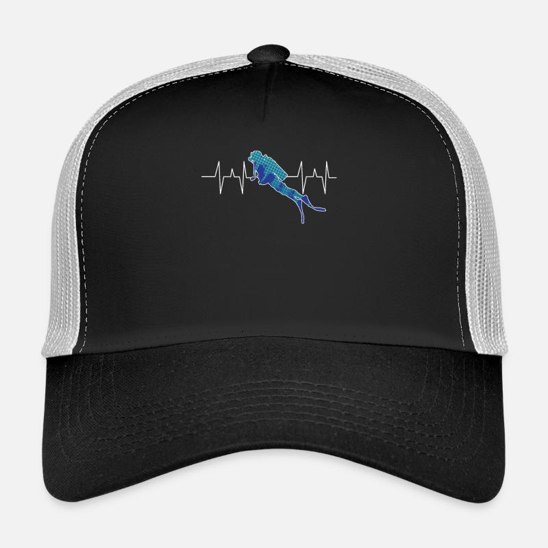Tauchen - Taucher - Scuba Diving - Herzschlag - Trucker Cap - Schwarz/Steingrau