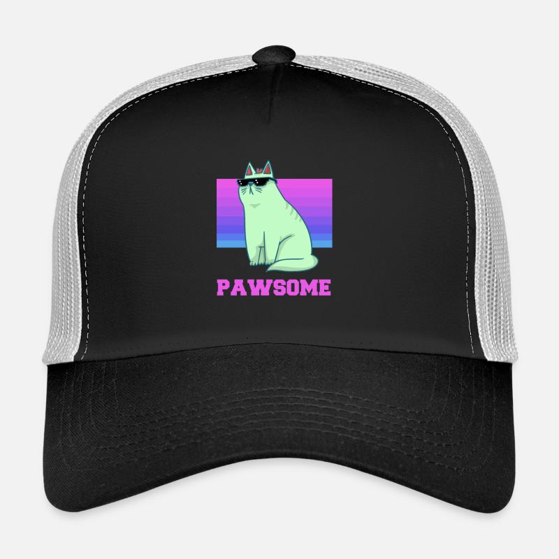 Cat - Sunglasses - Cool - Kitten - Paw Trucker Cap