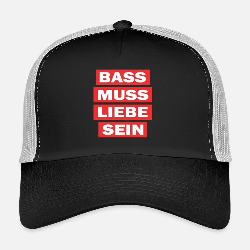 Bass muss liebe sein - Techno Elektro Musik - Trucker Cap - Schwarz/Steingrau