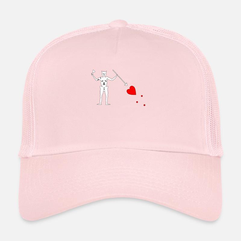 Blackbird pirate heart crown spear skeleton Caribbean Trucker Cap