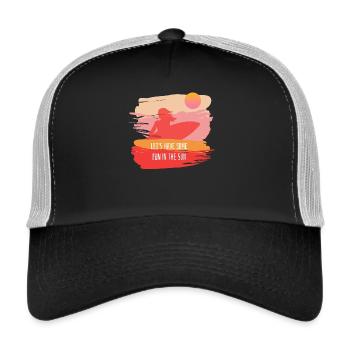 Sommer Spruch Surfen - Trucker Cap - Schwarz/Steingrau - Vorne