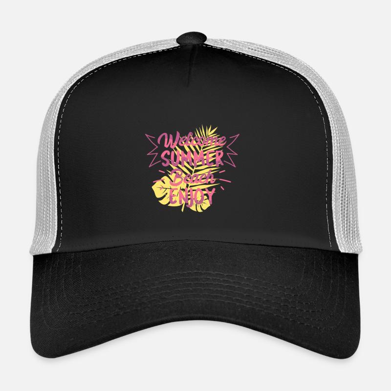 Willkommenes Sommer-Strand-Geschenk-Shirt - Trucker Cap - Schwarz/Steingrau
