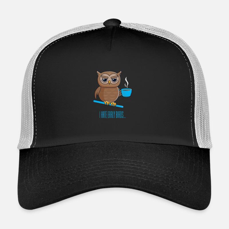 Nachteule mit Kaffee - Trucker Cap - Schwarz/Steingrau