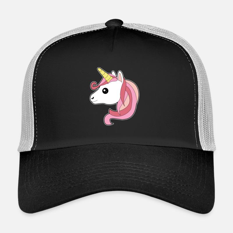 Idée de cadeau de cheveux longs licorne rose Casquette trucker 