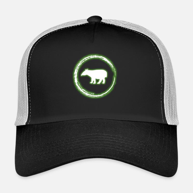 Glow Circle Green Tapir Neon Glowing Effect Retro Trucker Cap