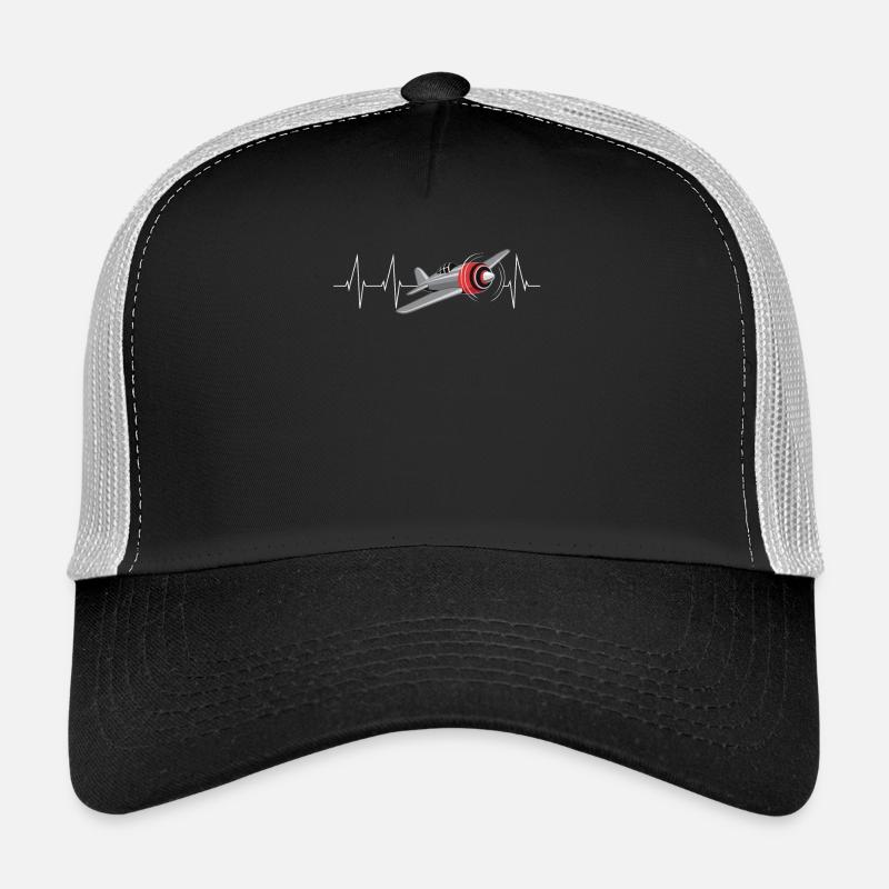 Flugzeug Herzschlag Pilot Fliegen EKG Geschenk - Trucker Cap - Schwarz/Steingrau
