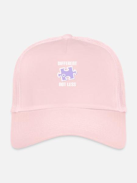 DIFFERENT - NOT LESS ! AUTISME - Casquette trucker  - rose pâle - Devant